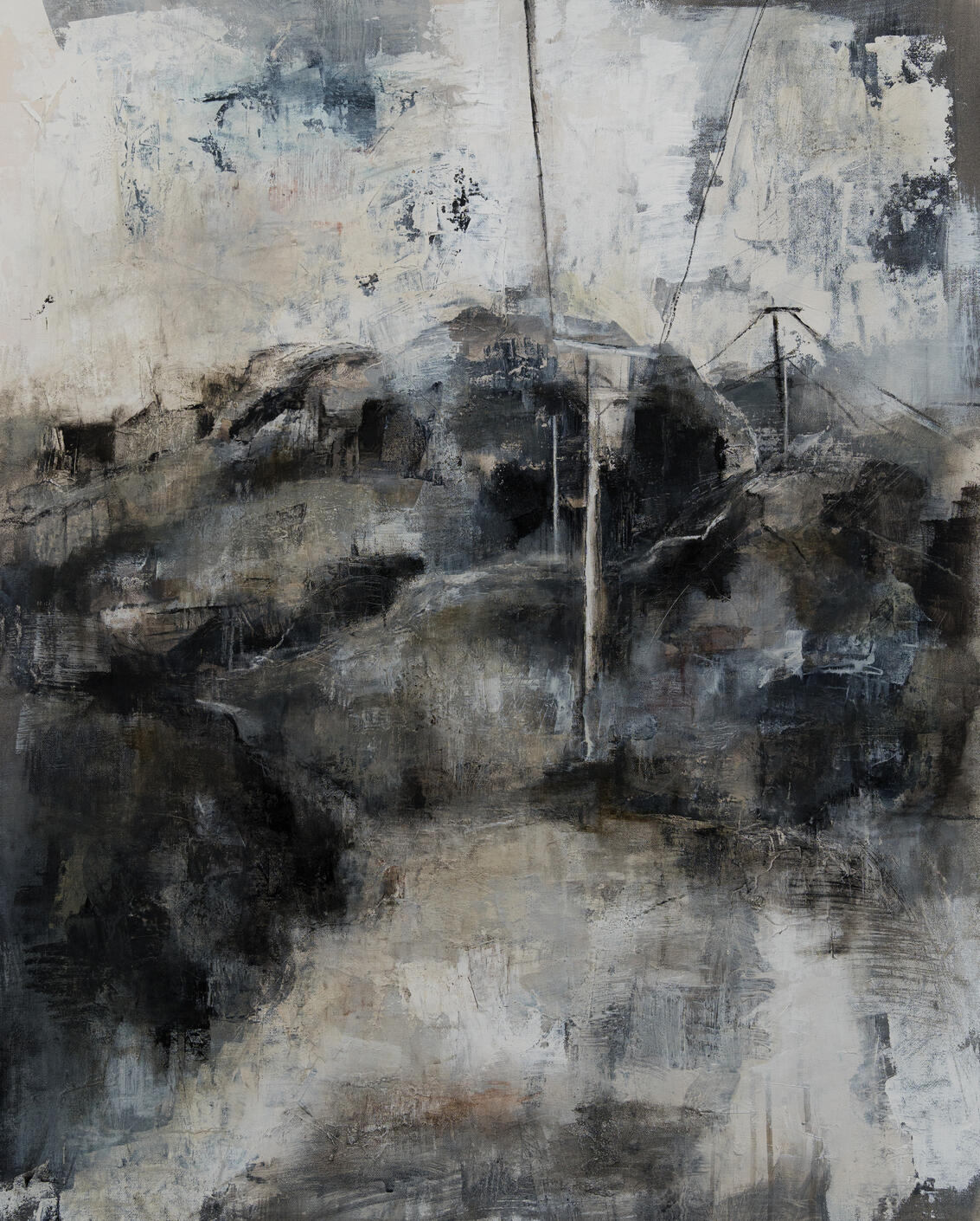 Between Hills and Wire | Acrylic and Oil on Canvas | 85 X 65 cm