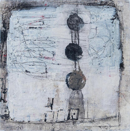 Nine Faces 4. | Mixed Media on Board | 20 X 20/ 5 cm - SOLD