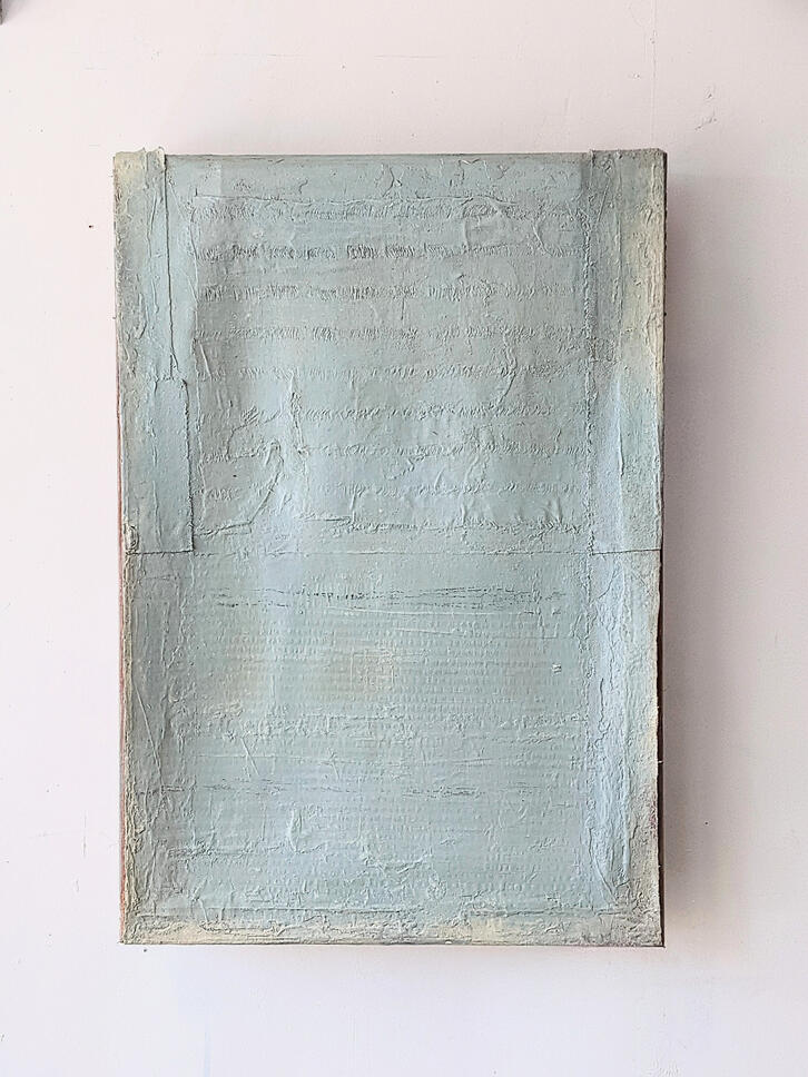 Loose Structure with Blue.| Mixed Media on Canvas - | 85 X 90 cm
